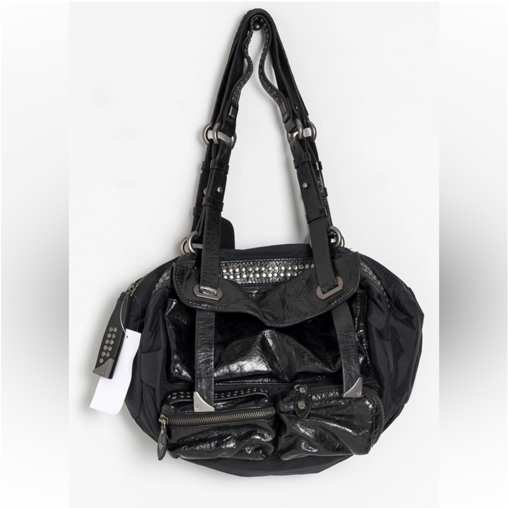 Vintage Francisco Biasia studded moto metallic shoulder bag